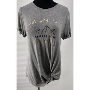 Altar’d‎ State Womens Gray Shirt Mountains Find Joy In The Journey Gold Small